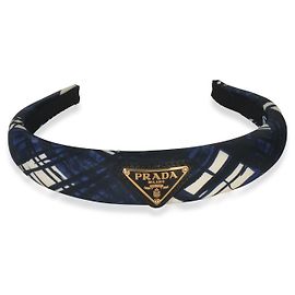 Faixa de cabeça em Re-Nylon estampada azul marinho com logo Prada Outro