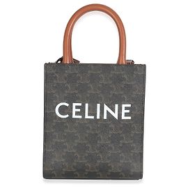Céline Cabas Mini Vertical Triomphe en Toile Marron Celine Marron