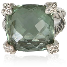 David Yurman Sterling Silver Prasiolite and Diamond On Point Ring Other