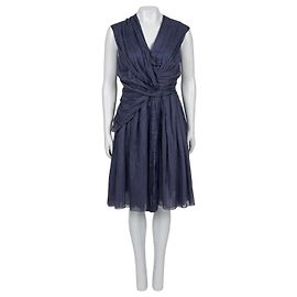 Robe ajustée en coton drapé bleu Prada - Taille 46 d'occasion Autre
