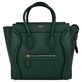 Céline Borsa a mano in pelle Celine Luggage Micro Shopper verde Verde