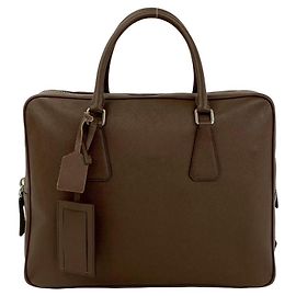 Borsa a tracolla in pelle marrone Prada Marrone