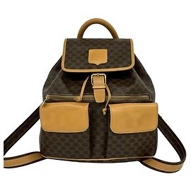 Céline Mochila de couro Blazon Triomphe Macadam Vintage da CELINE Marrom