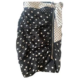 Jupe crayon drapée à pois Sonia Rykiel Noir Blanc
