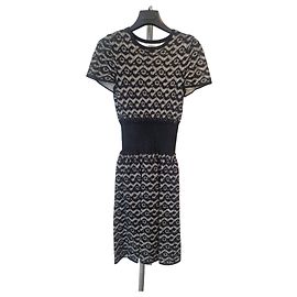 Alaïa Robe Courte en Dentelle Noir Beige