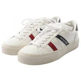 Baskets en cuir MONACO2 de Moncler Blanc Rouge Bleu Marine
