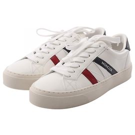 Tênis de couro MONACO2 da Moncler Branco Vermelho Azul marinho