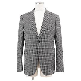 Armani Collezioni Wool Blend Houndstooth Jacket Brown Other