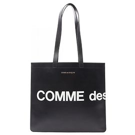 COMME des GARCONS GRANDE LOGO Bolsa de Couro Preto