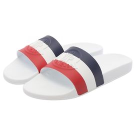 Moncler BASILE Gummisandalen Weiß Rot Marineblau
