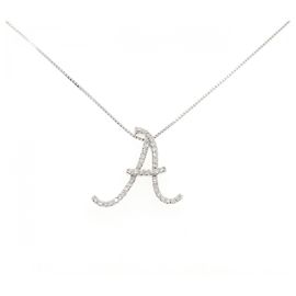 Autre Marque Au750 Diamond Initial A Necklace Silvery