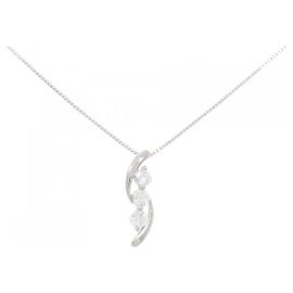 Autre Marque Diamant-Halskette PT900 PT850 Silber