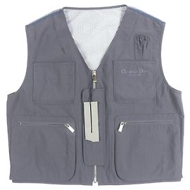 Dior Mejor Chaleco Zipper Multi Bolsillos de Nylon Gris