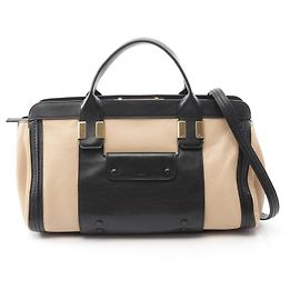 Chloé Chloe ALICE Leather Handbag Black Beige