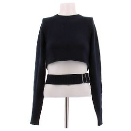 Paco Rabanne Strickpullover mit Ausschnitt Blau Navy XS Marineblau