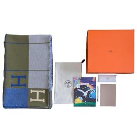Hermès Avalon III Blanket - Blue/Grey/Olive Blue