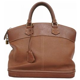 Louis Vuitton Suhali Lockit MM Handbag Brown