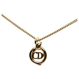 Collier Pendentif Logo CD Plaqué Or Dior Doré