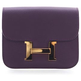 Hermès Purple Evercolor Constance Slim Wallet Purple Dark purple