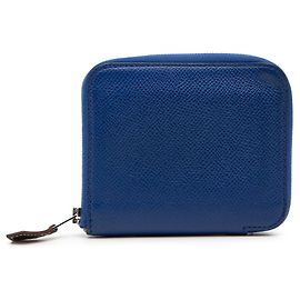 Hermès Blue Epsom Silk In Compact Wallet Blue