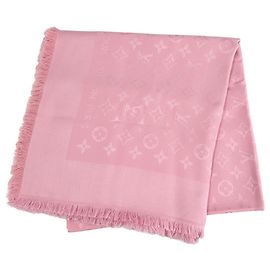 Cachecol de seda e lã rosa Louis Vuitton Rosa