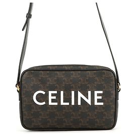 Céline Celine Triomphe Horizontal Medium Shoulder Bag Brown Black