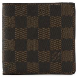 Cartera Bi-fold Marco Damier Louis Vuitton Castaño