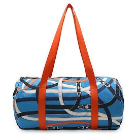 Sac Duffle 38 Airsilk Cavalcadour d'Hermès Bleu Multicolore Orange