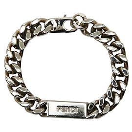 Pulseira de Cadeia com Placa de Logo Fendi Prata