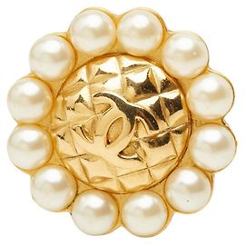 Orecchini vintage a clip Coco Mark Matelassé di Chanel D'oro