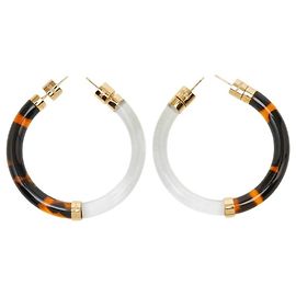 Pendientes de aro de concha de tortuga Fendi Castaño Dorado Otro