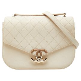 Sac à main à chaîne Coco Mark Matelassé de Chanel Beige