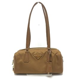 Prada 1BB127 Padlock Top Handle Medium Shoulder Bag Brown