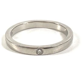 Cartier 1P Diamond Silver Band Ring Silvery