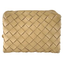 Bolsa de ombro em couro Mini Loop da Bottega Veneta Bege