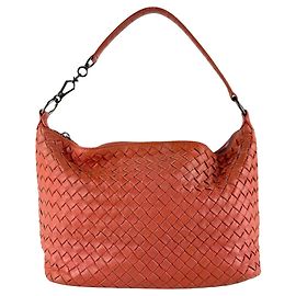 Bolsa de ombro de couro laranja Bottega Veneta Laranja