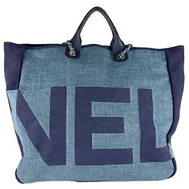 Borsa a spalla e tote grande blu Chanel Blu