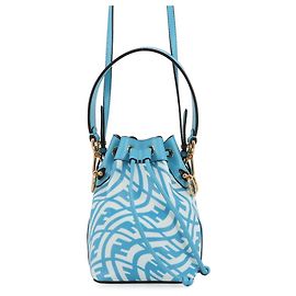 Fendi Montresor Mini Leather Handbag White Blue