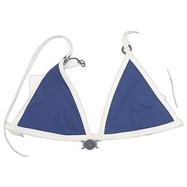 Christian Dior Top de bikini, Azul/Blanco, Corte triangular, Logo de anillo metálico Azul Azul marino Azul oscuro