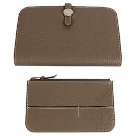 Hermès Hermes Dogon Duo GM Long Wallet in Etoupe Gray Brown Taupe