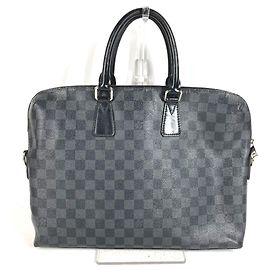 Borsa Port Document Jour Damier Graphite Louis Vuitton Nero