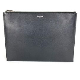Saint Laurent Black Leather Clutch Bag Black
