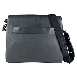 Prada Black Leather Shoulder Bag Black