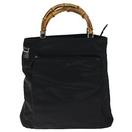Gucci Vintage Bamboo Handle Nylon Black