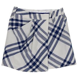 Gonna Mini a Quadri Burberry Blu in Lana Blu