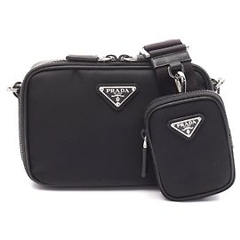 Borsa a Spalla in Pelle Saffiano di Nylon Prada Nero