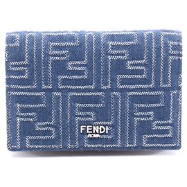 Fendi Denim Leather Card Case Blue