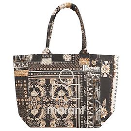 Isabel Marant Bolsa tote de algodón con estampado de logo Negro