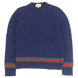 Gucci Web line Kaschmirpullover Blau Marineblau