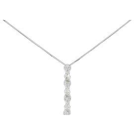 Autre Marque Au750 White Gold Diamond Necklace Silvery